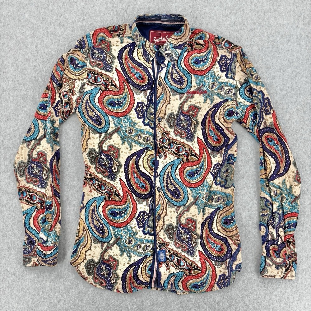 Scotch & Soda Amsterdam Couture Paisley Button Down Shirt Mens M